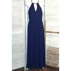 Lulus Women's Dress Size Small Formal Gown Halter Maxi Chiffon Blue Bridesmaid